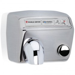 World Dryer Model A Push Button Hand Dryer Stainless steel brushed